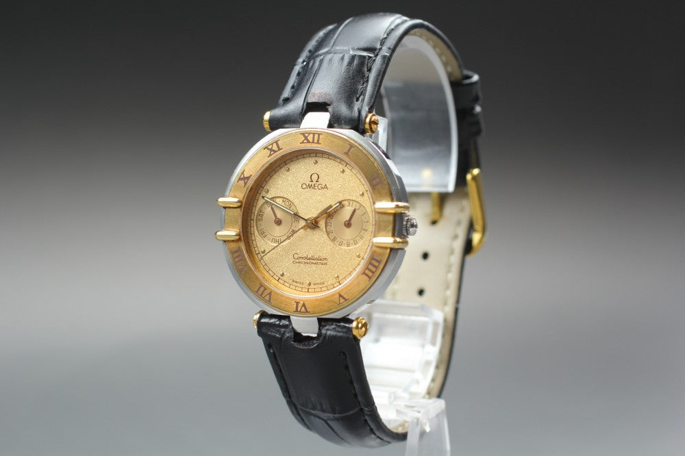 Near MINT OMEGA Constellation 198.0145 Cal.1444 Gold Quartz 35mm Men's Watch