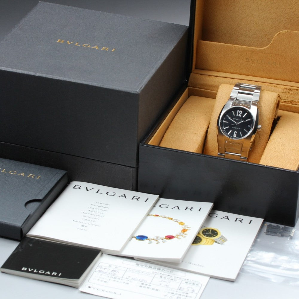 Near MINT BVLGARI Elgon EG35S Black Auto 35.2mm Men's Watch