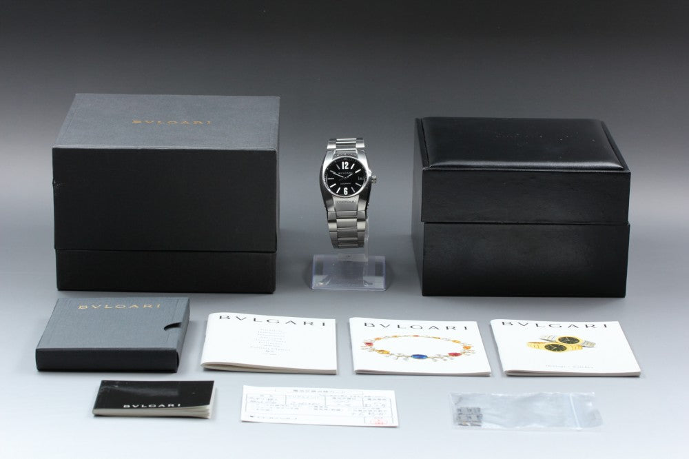 Near MINT BVLGARI Elgon EG35S Black Auto 35.2mm Men's Watch