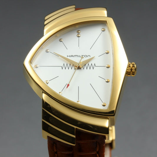 Near MINT HAMILTON Ventura H243010 Silver Quartz 32.5mm Men's Watch