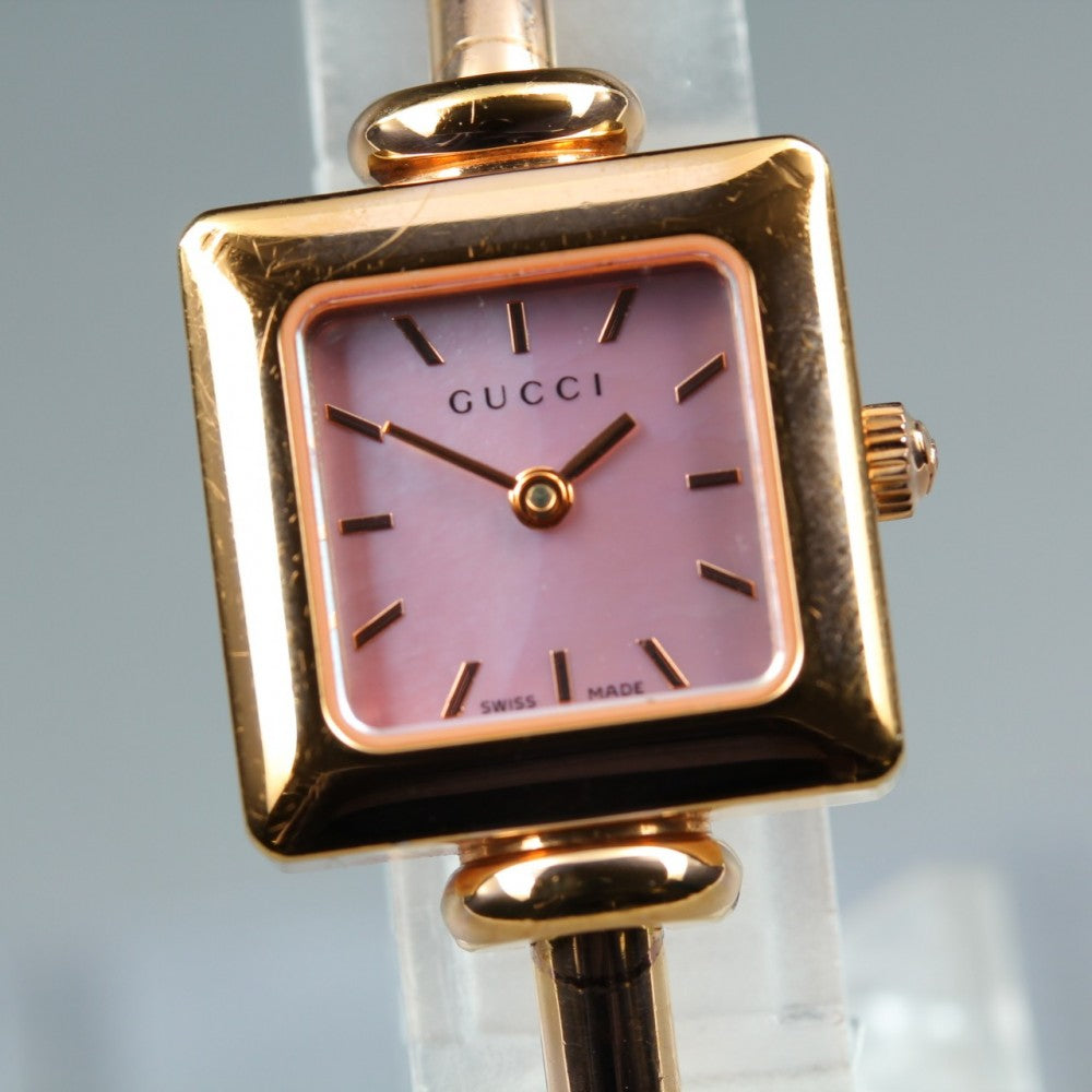 Near MINT GUCCI 1900L Pink Mother of Pearl Quartz 19.5mm Ladies Watch