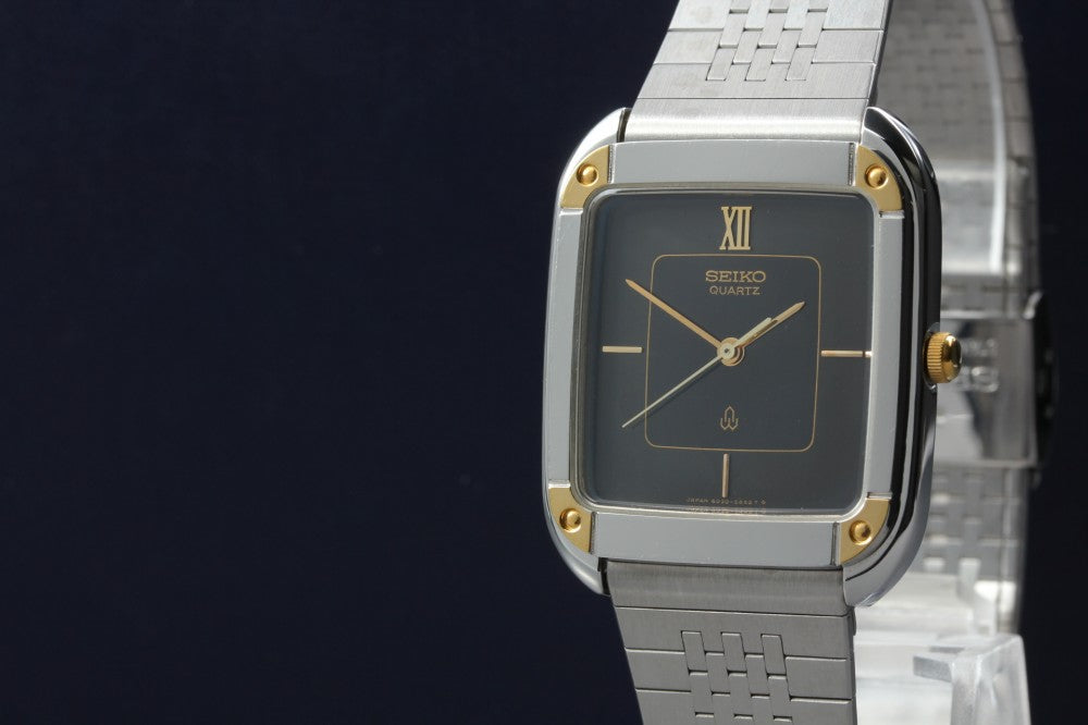 Near MINT SEIKO Seagull 6030-5370 Black Quartz 29mm Men's Watch 1981
