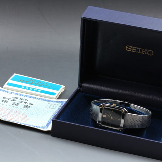 Near MINT SEIKO Seagull 6030-5370 Black Quartz 29mm Men's Watch 1981