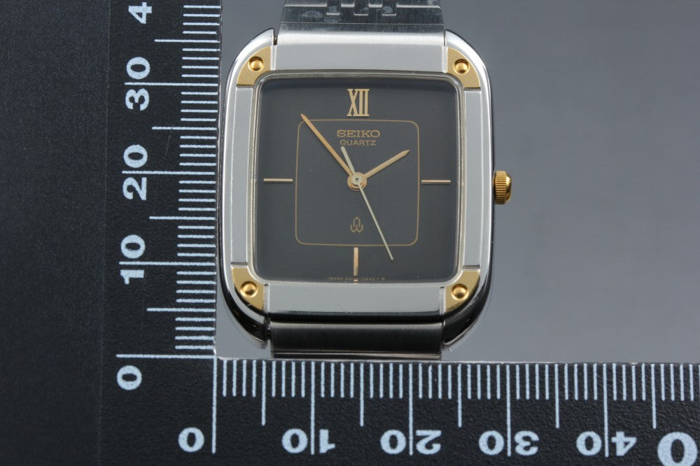 Near MINT SEIKO Seagull 6030-5370 Black Quartz 29mm Men's Watch 1981