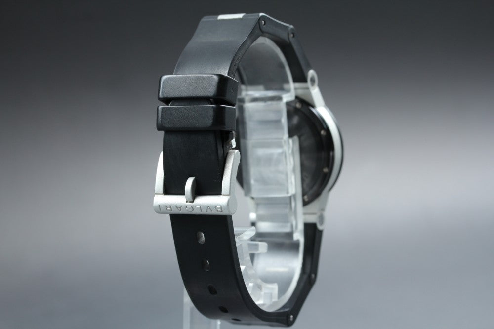 Near MINT BVLGARI Aluminum AL32A Silver Quartz 32mm Men's Watch