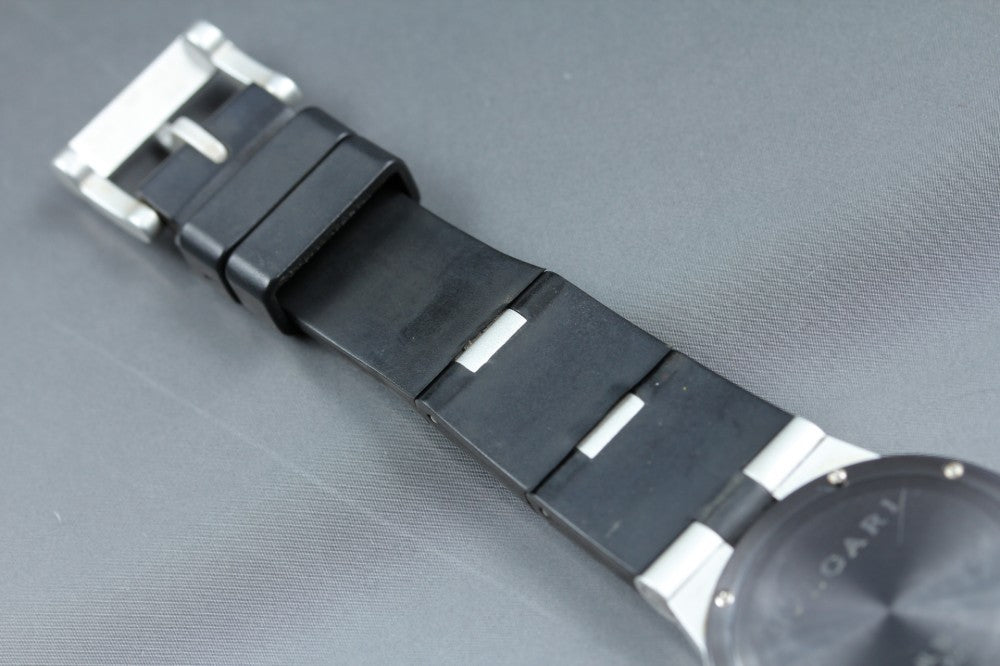 Near MINT BVLGARI Aluminum AL32A Silver Quartz 32mm Men's Watch