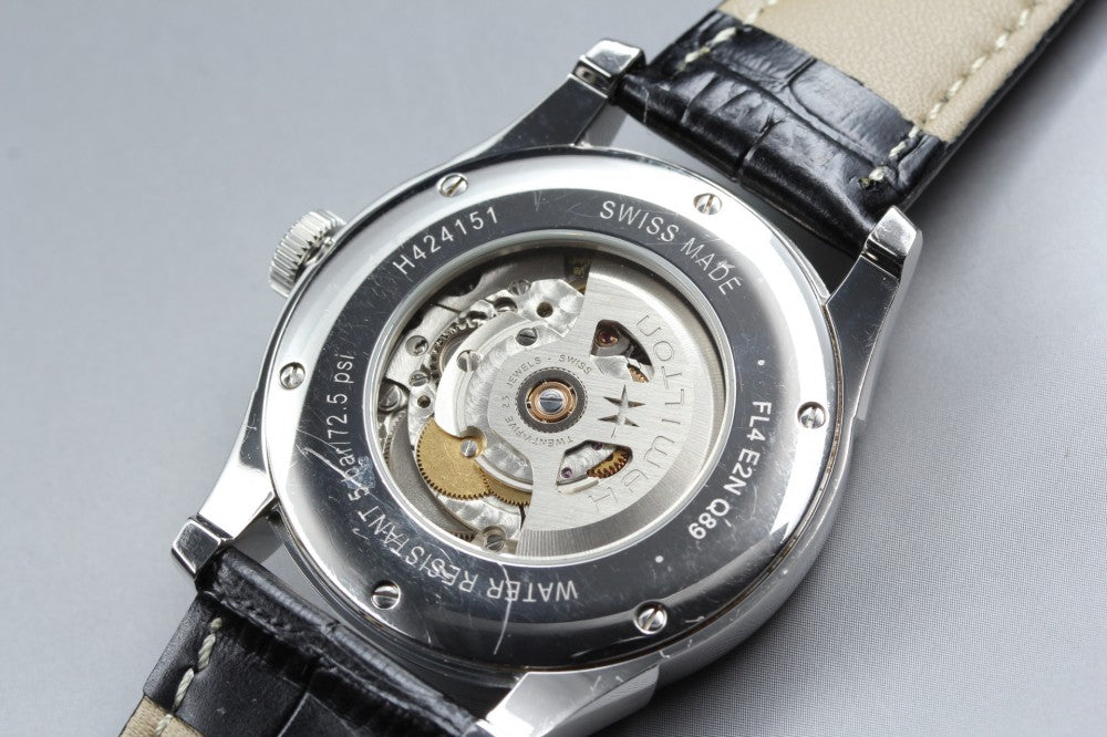 Near MINT HAMILTON Jazzmaster Split Of Liberty H424151 Brown Auto 41.4mm Men's Watch