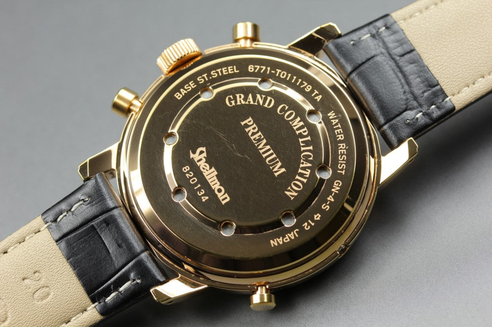 Near MINT Shellman Grand Complication Premium 6771-T011179TA Silver Quartz 37.8mm Men's Watch