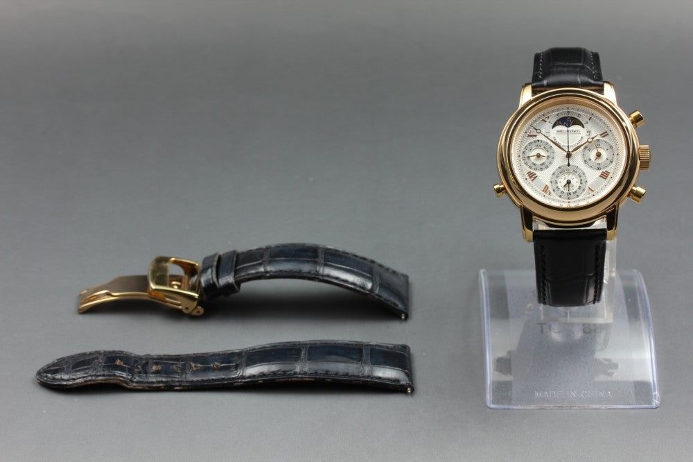 Near MINT Shellman Grand Complication Premium 6771-T011179TA Silver Quartz 37.8mm Men's Watch