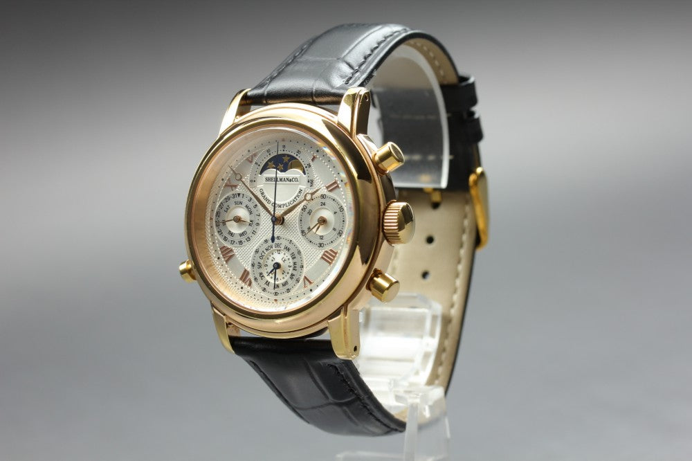 Near MINT Shellman Grand Complication Premium 6771-T011179TA Silver Quartz 37.8mm Men's Watch