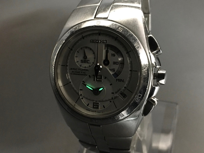 Near MINT SEIKO Arctura 7L22-0AA0 Silver Quartz 40mm Men's Watch
