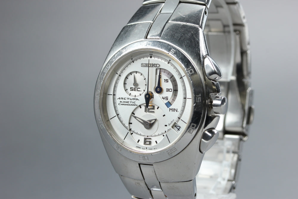 Near MINT SEIKO Arctura 7L22-0AA0 Silver Quartz 40mm Men's Watch