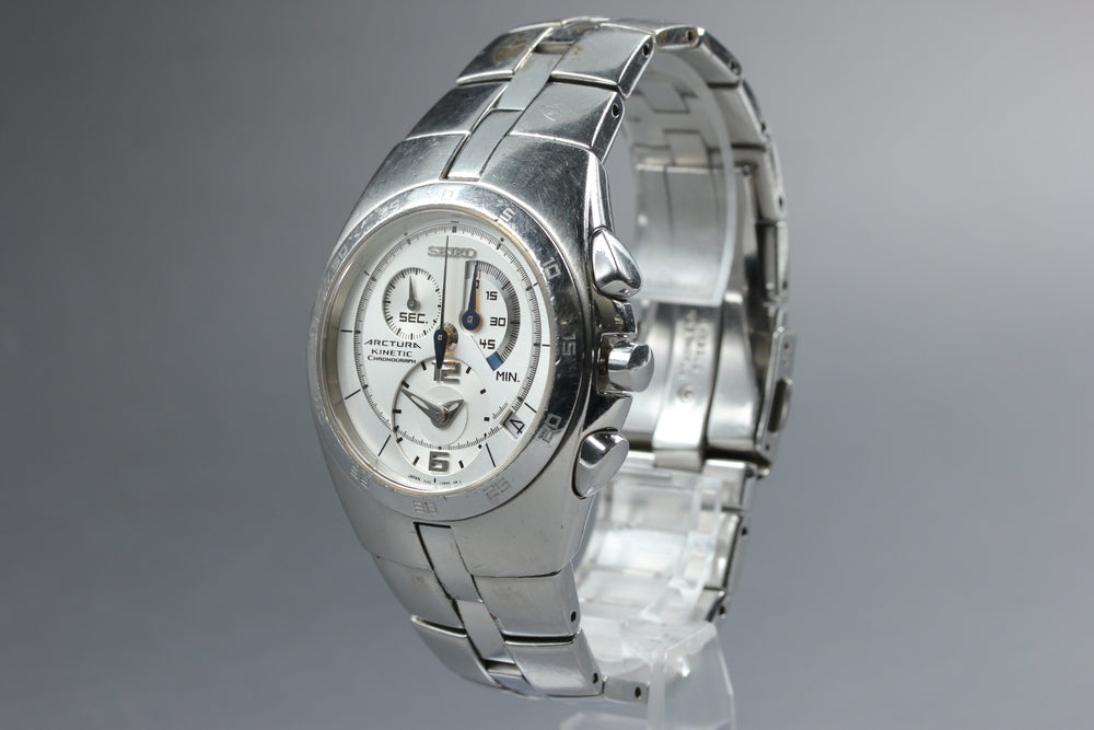 Near MINT SEIKO Arctura 7L22-0AA0 Silver Quartz 40mm Men's Watch