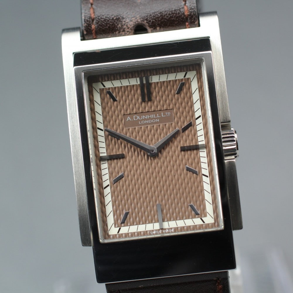 Near MINT DUNHILL Wafer 8035 Brown Quartz 26.2mm Men's Watch