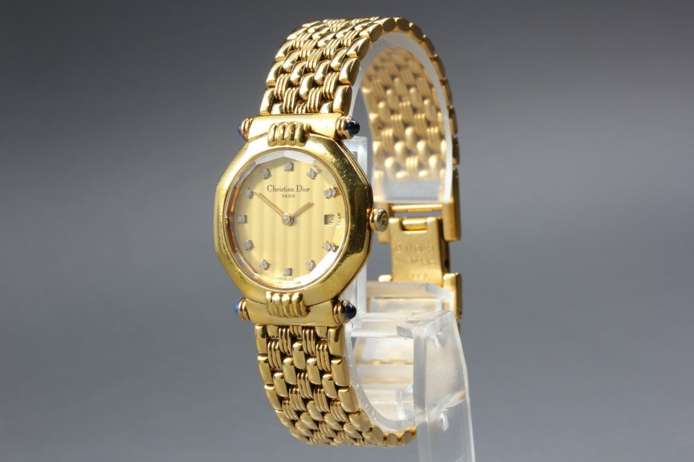Near MINT Christian Dior D64-151 Gold Quartz 25.3mm Ladies Watch
