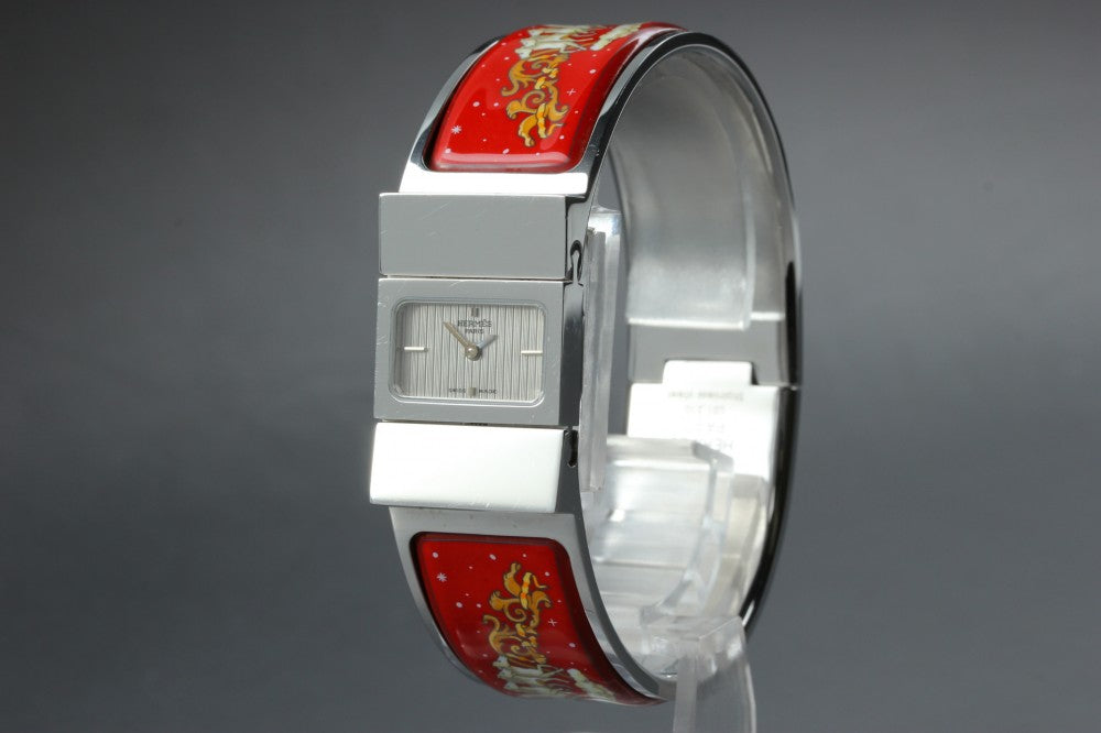Near MINT HERMES Loquet L01.210 Silver Quartz 19mm Ladies Watch