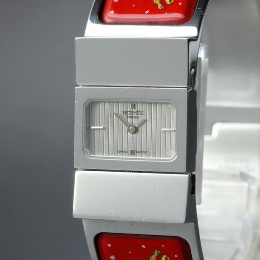 Near MINT HERMES Loquet L01.210 Silver Quartz 19mm Ladies Watch