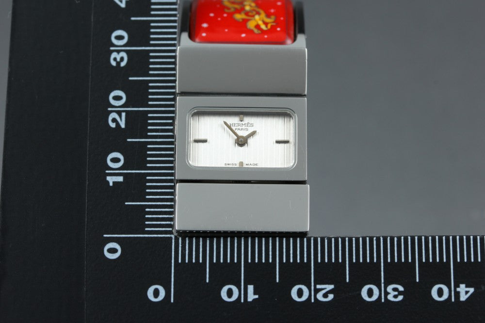 Near MINT HERMES Loquet L01.210 Silver Quartz 19mm Ladies Watch