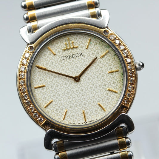 SEIKO Credor 5A74-0190 Gold Quartz 30.3mm Men's Watch