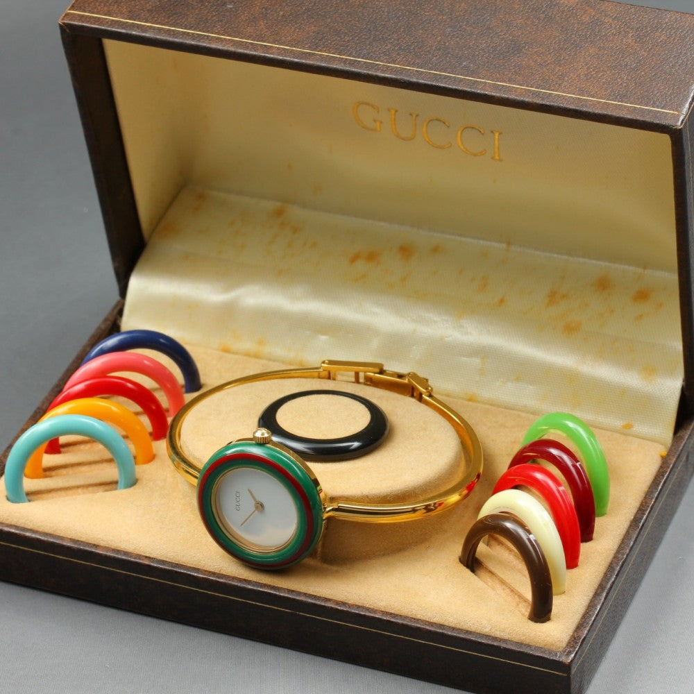 Near MINT GUCCI 11/12.2 White Quartz 26mm Ladies Watch