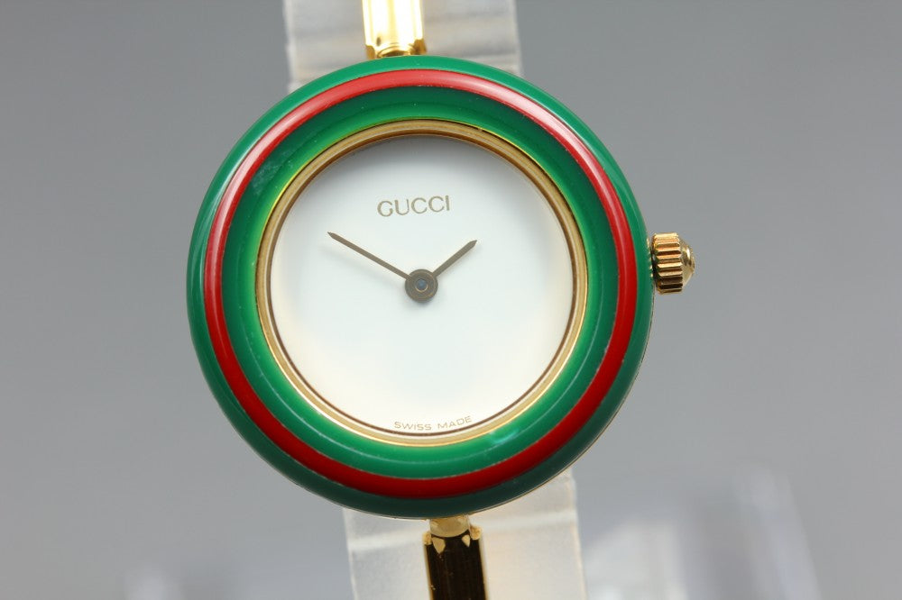 Near MINT GUCCI 11/12.2 White Quartz 26mm Ladies Watch