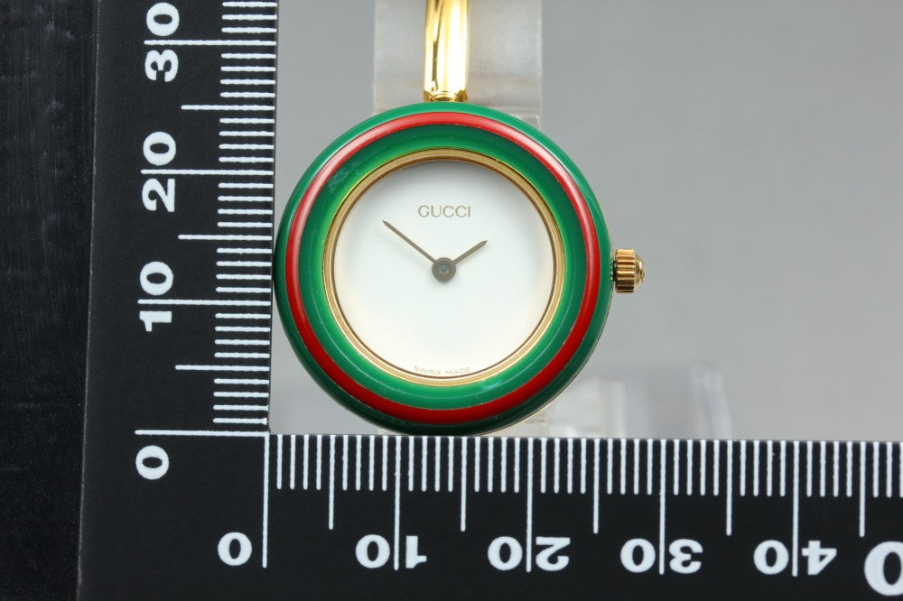 Near MINT GUCCI 11/12.2 White Quartz 26mm Ladies Watch