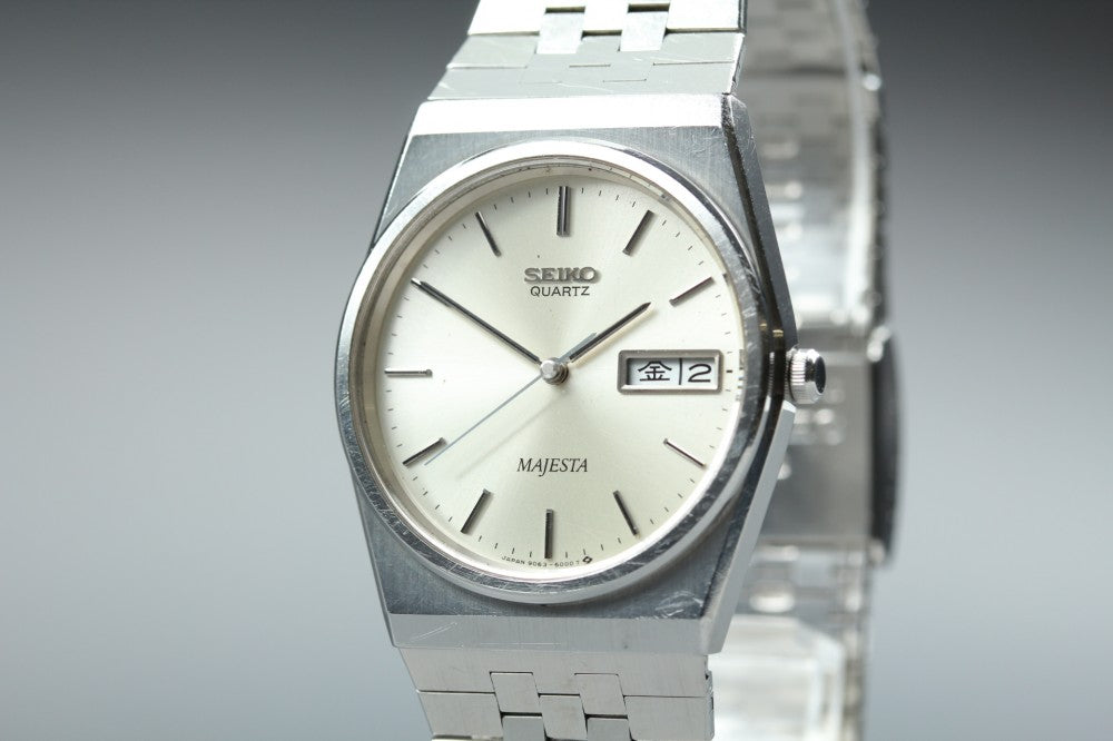Near MINT SEIKO Majesta 9063-6000 Silver Quartz 32mm Men's Watch 1983