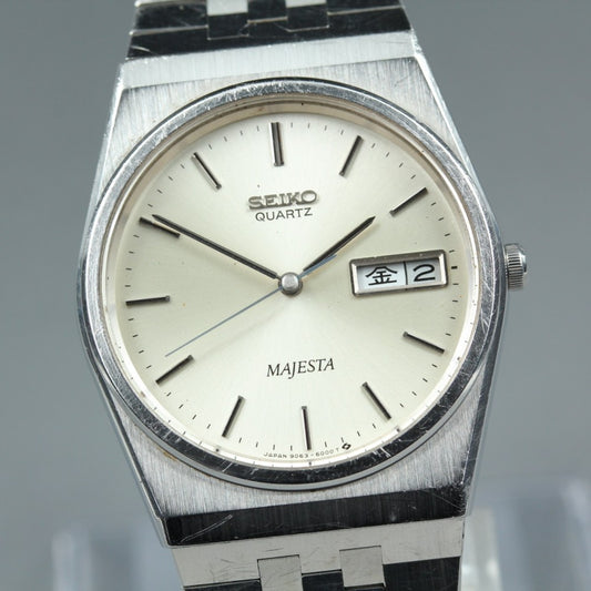 Near MINT SEIKO Majesta 9063-6000 Silver Quartz 32mm Men's Watch 1983