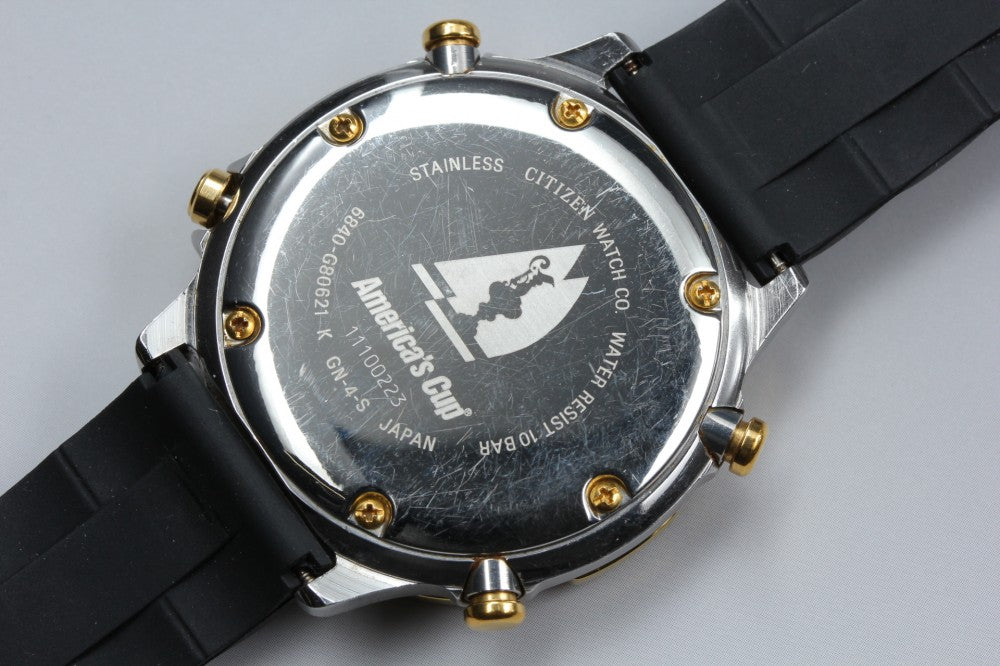 Near MINT CITIZEN America's Cup Yacht Timer 6840-G80621 White Quartz 40.5mm Men's Watch 1991