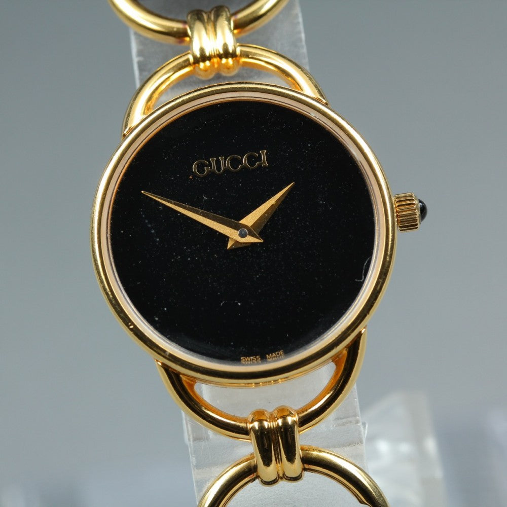 Near MINT GUCCI 6000.2.L Black Quartz 23mm Ladies Watch