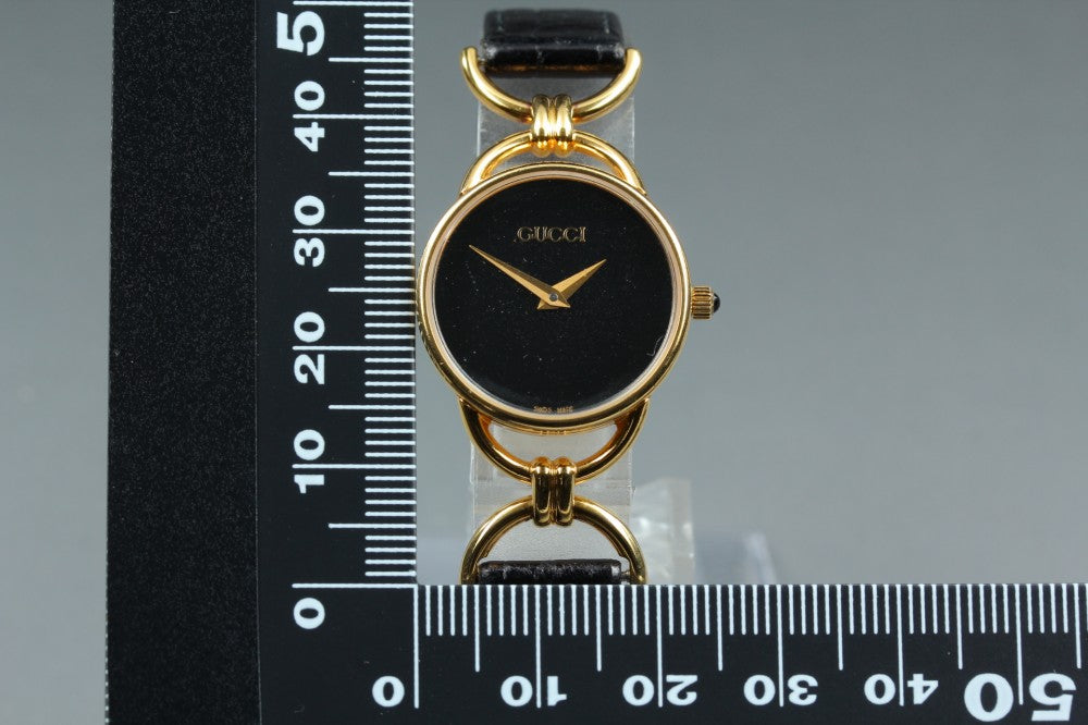 Near MINT GUCCI 6000.2.L Black Quartz 23mm Ladies Watch
