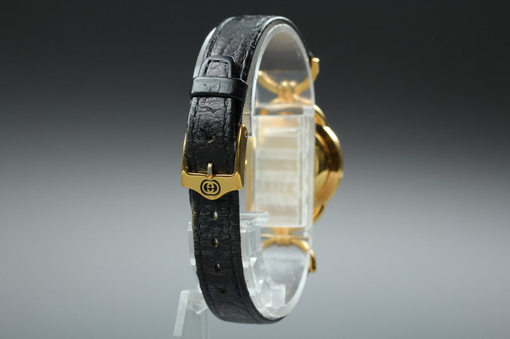 Near MINT GUCCI 6000.2.L Black Quartz 23mm Ladies Watch