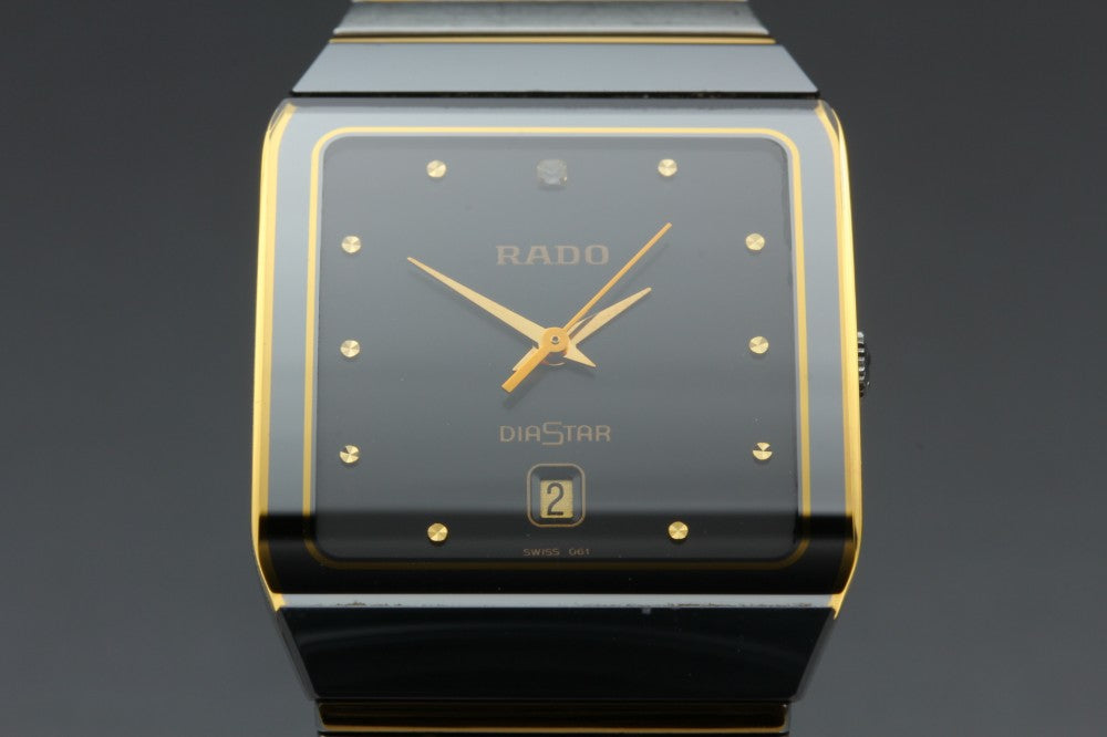 Near MINT RADO Diastar 129.0266.3 Black Quartz 28mm Men's Watch