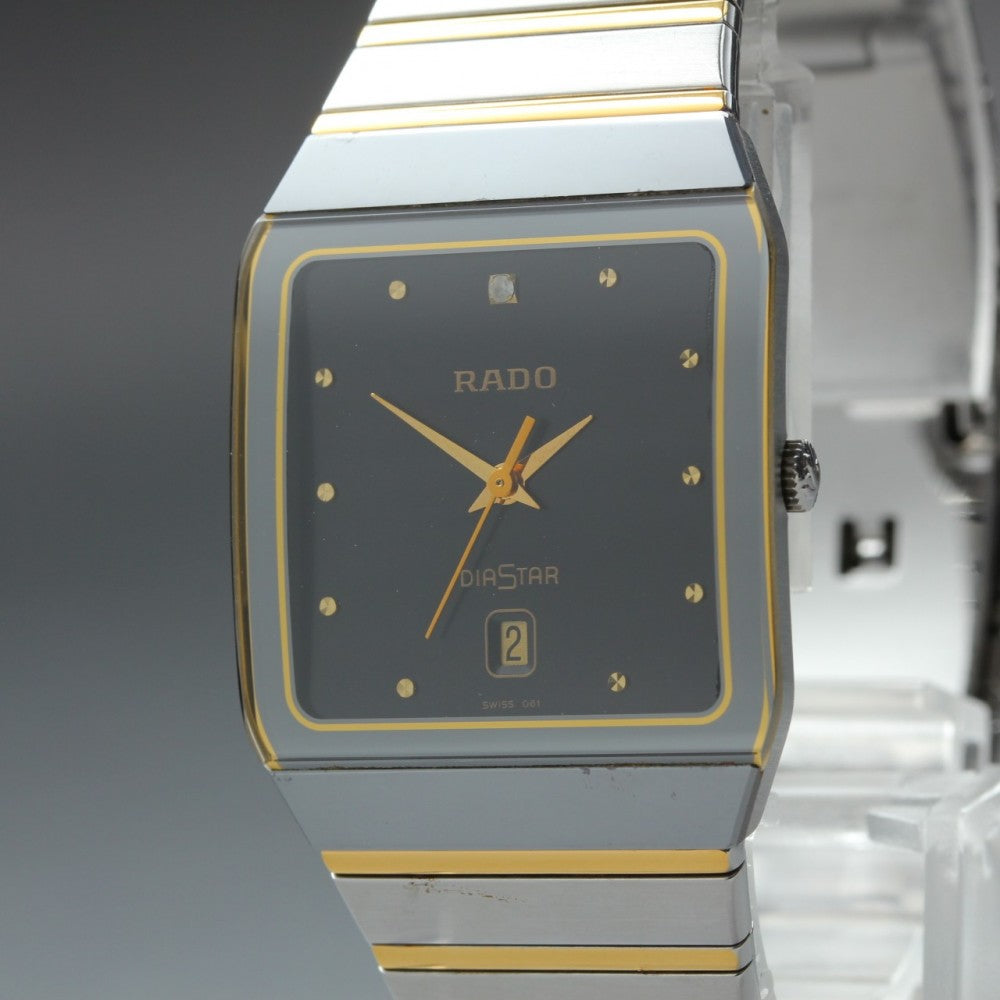 Near MINT RADO Diastar 129.0266.3 Black Quartz 28mm Men's Watch