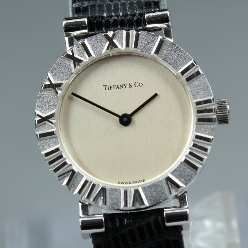 Near MINT TIFFANY&Co. Atlas L0640 Silver Quartz 24.1mm Ladies Watch