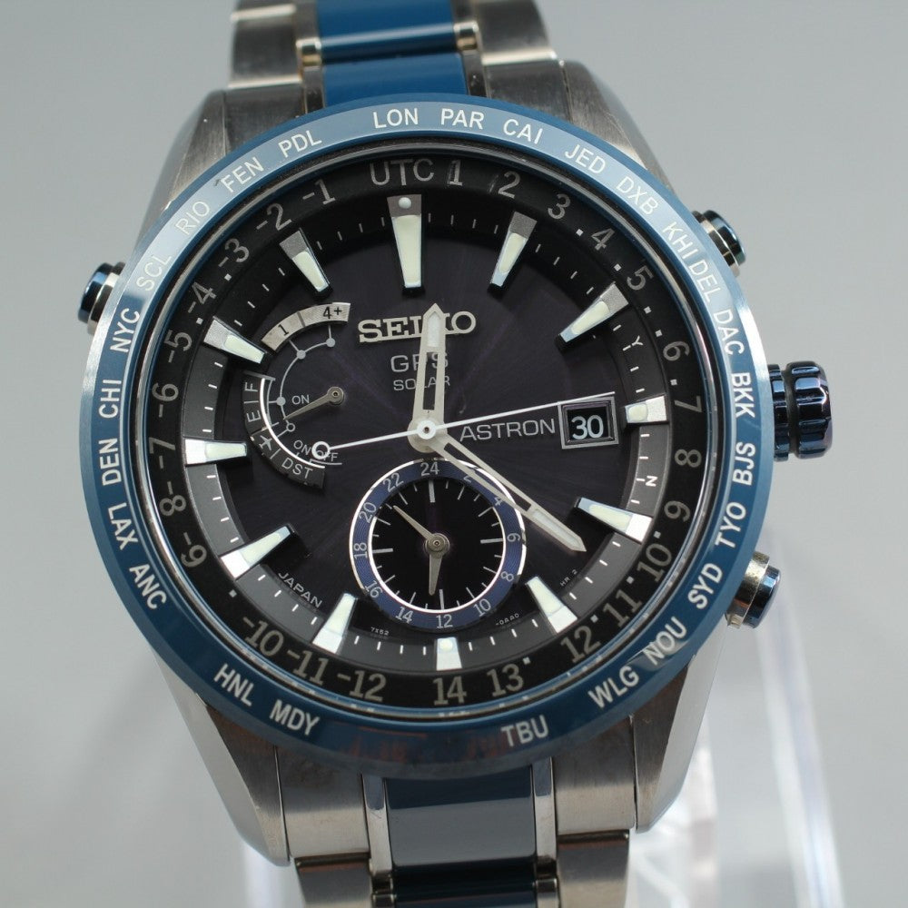 Near MINT SEIKO Astron SBXA019/7X52-0AF0 Black Solar 46.1mm Men's Watch