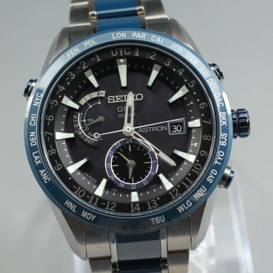 Near MINT SEIKO Astron SBXA019/7X52-0AF0 Black Solar 46.1mm Men's Watch