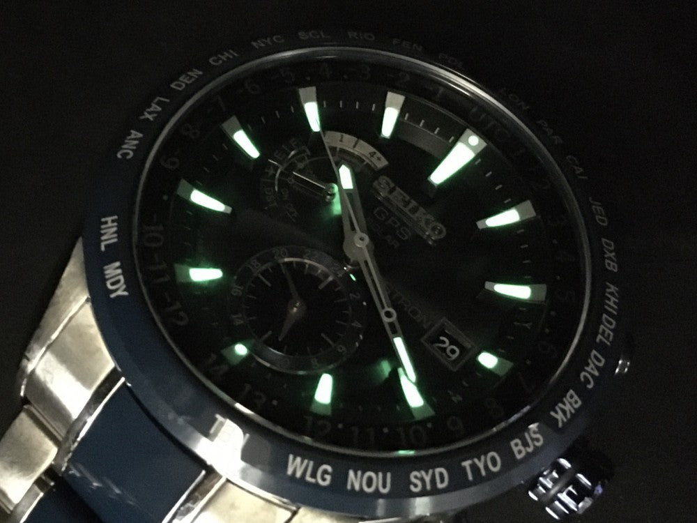 Near MINT SEIKO Astron SBXA019/7X52-0AF0 Black Solar 46.1mm Men's Watch