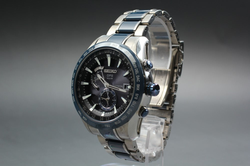 Near MINT SEIKO Astron SBXA019/7X52-0AF0 Black Solar 46.1mm Men's Watch