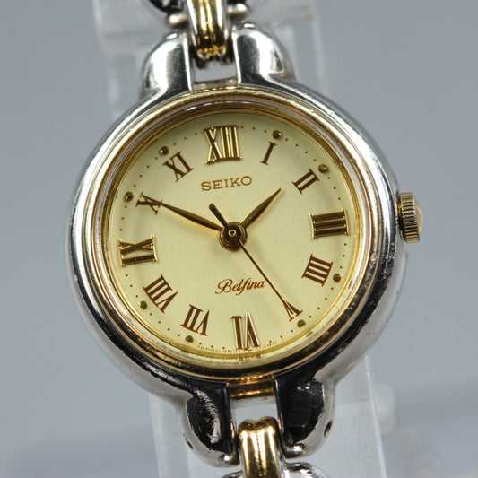 Near MINT SEIKO Belfina 4N21-0150 Gold Quartz 19.8mm Ladies Watch 1991
