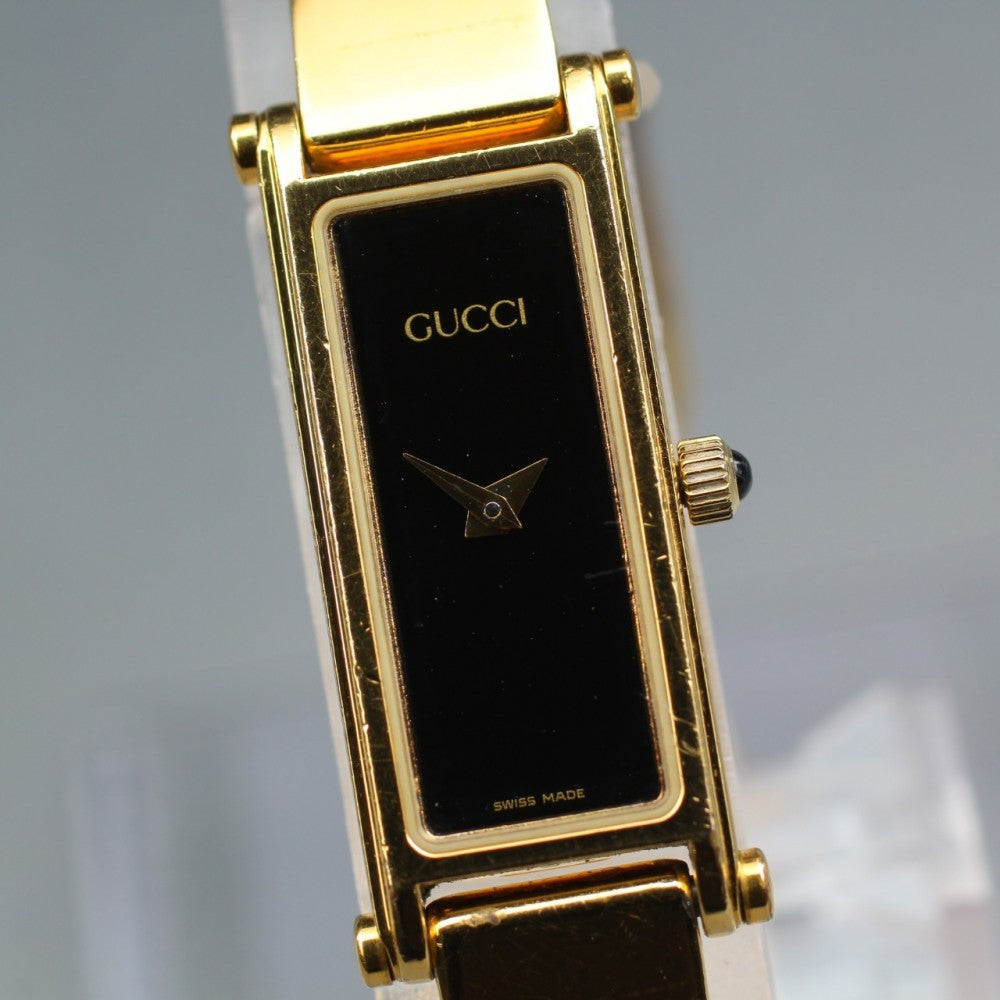 Near MINT GUCCI 1500L Black Quartz 12.3mm Ladies Watch
