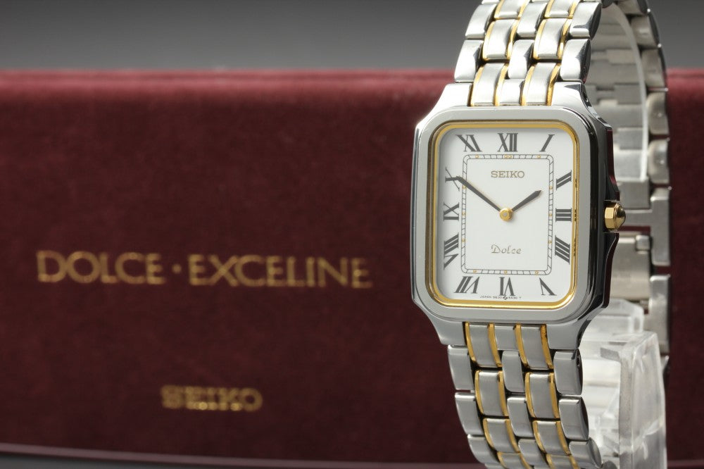 Near MINT SEIKO Dolce 5E30-5A40 White Quartz 29.6mm Men's Watch