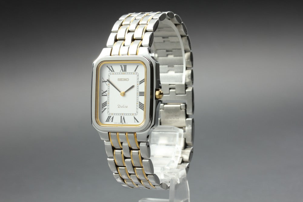 Near MINT SEIKO Dolce 5E30-5A40 White Quartz 29.6mm Men's Watch