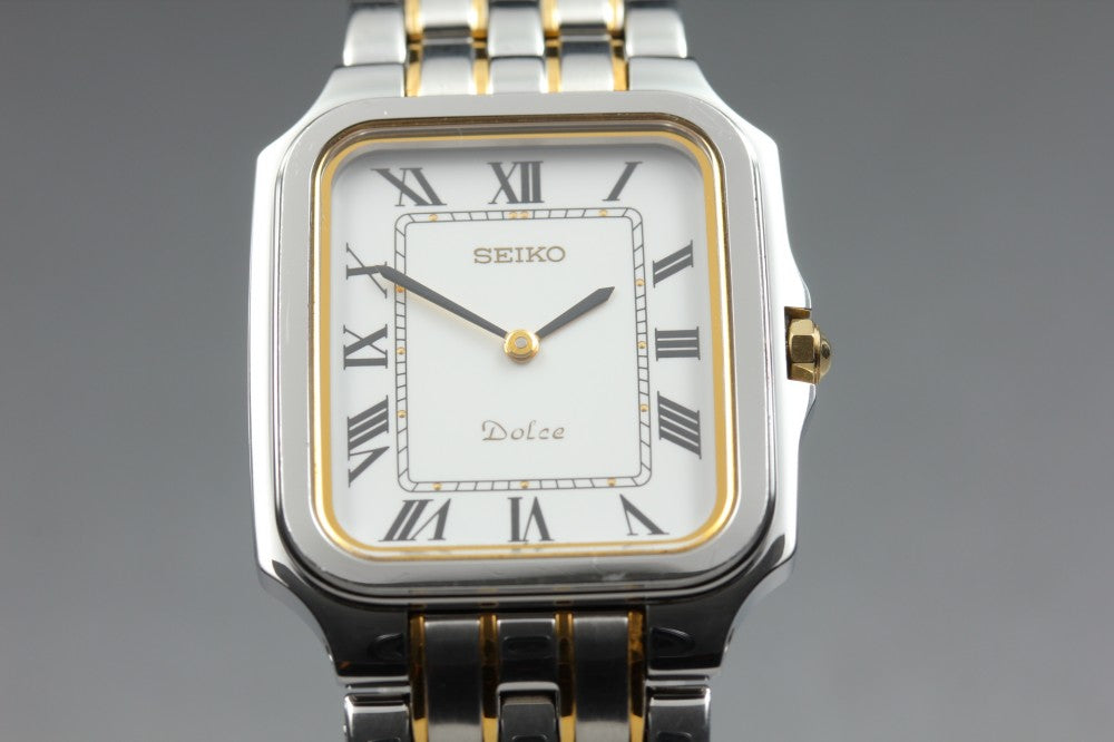 Near MINT SEIKO Dolce 5E30-5A40 White Quartz 29.6mm Men's Watch