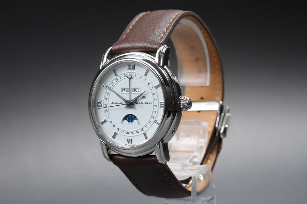Near MINT Maurice Lacroix Masterpiece MP6347 White Auto 37.8mm Men's Watch