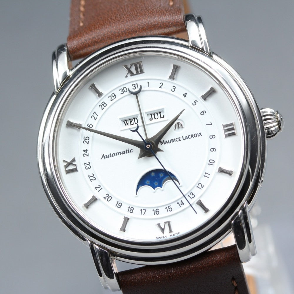 Near MINT Maurice Lacroix Masterpiece MP6347 White Auto 37.8mm Men's Watch