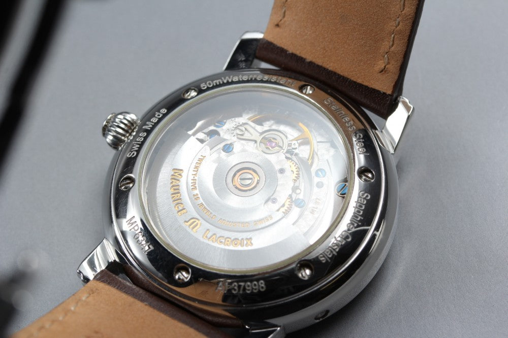 Near MINT Maurice Lacroix Masterpiece MP6347 White Auto 37.8mm Men's Watch