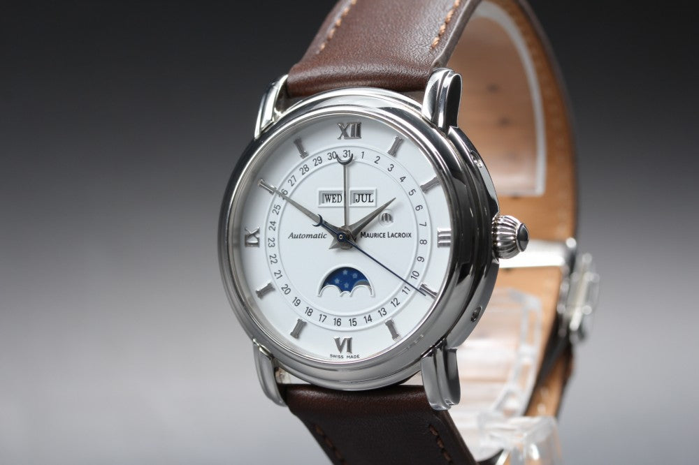 Near MINT Maurice Lacroix Masterpiece MP6347 White Auto 37.8mm Men's Watch