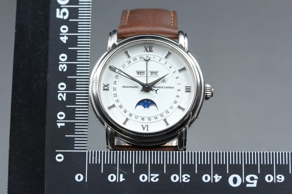 Near MINT Maurice Lacroix Masterpiece MP6347 White Auto 37.8mm Men's Watch