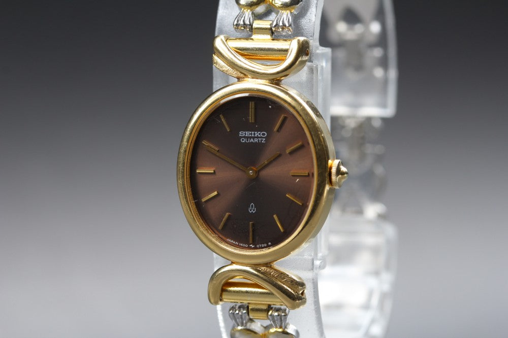 SEIKO 1400-5450 Brown Quartz 19.8mm Ladies Watch 1980